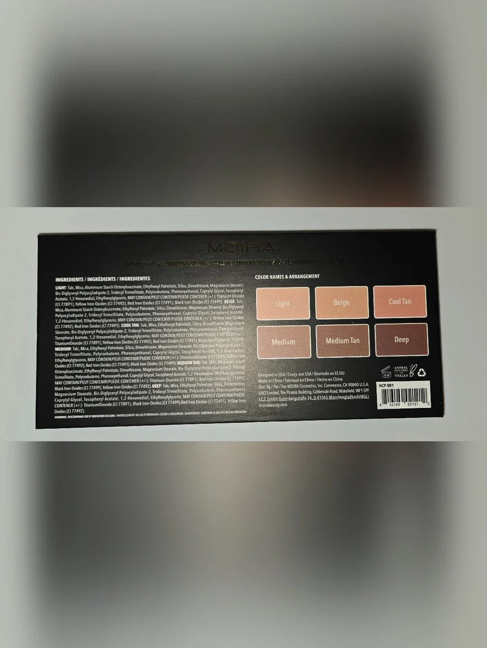 Moira Highlight & Contour Palette — Taupe Brown with Gold Accents